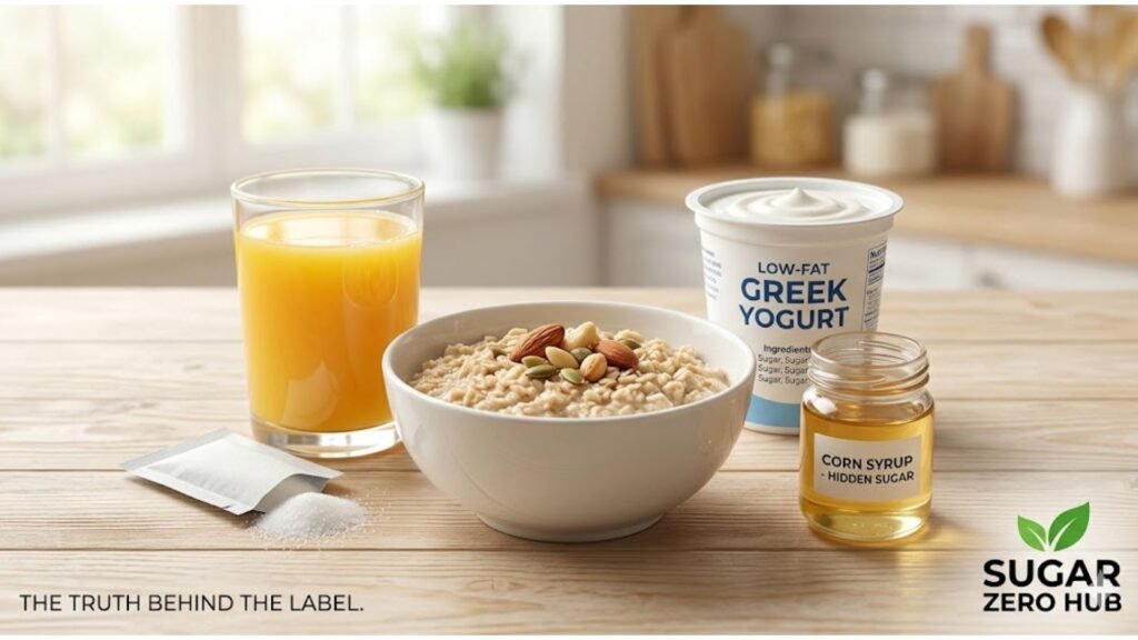 Hidden sugars like corn syrup in a seemingly healthy breakfast causing weight gain