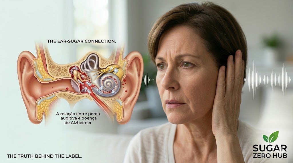 Woman touching her ear experiencing hearing loss as a silent warning sign of high blood sugar